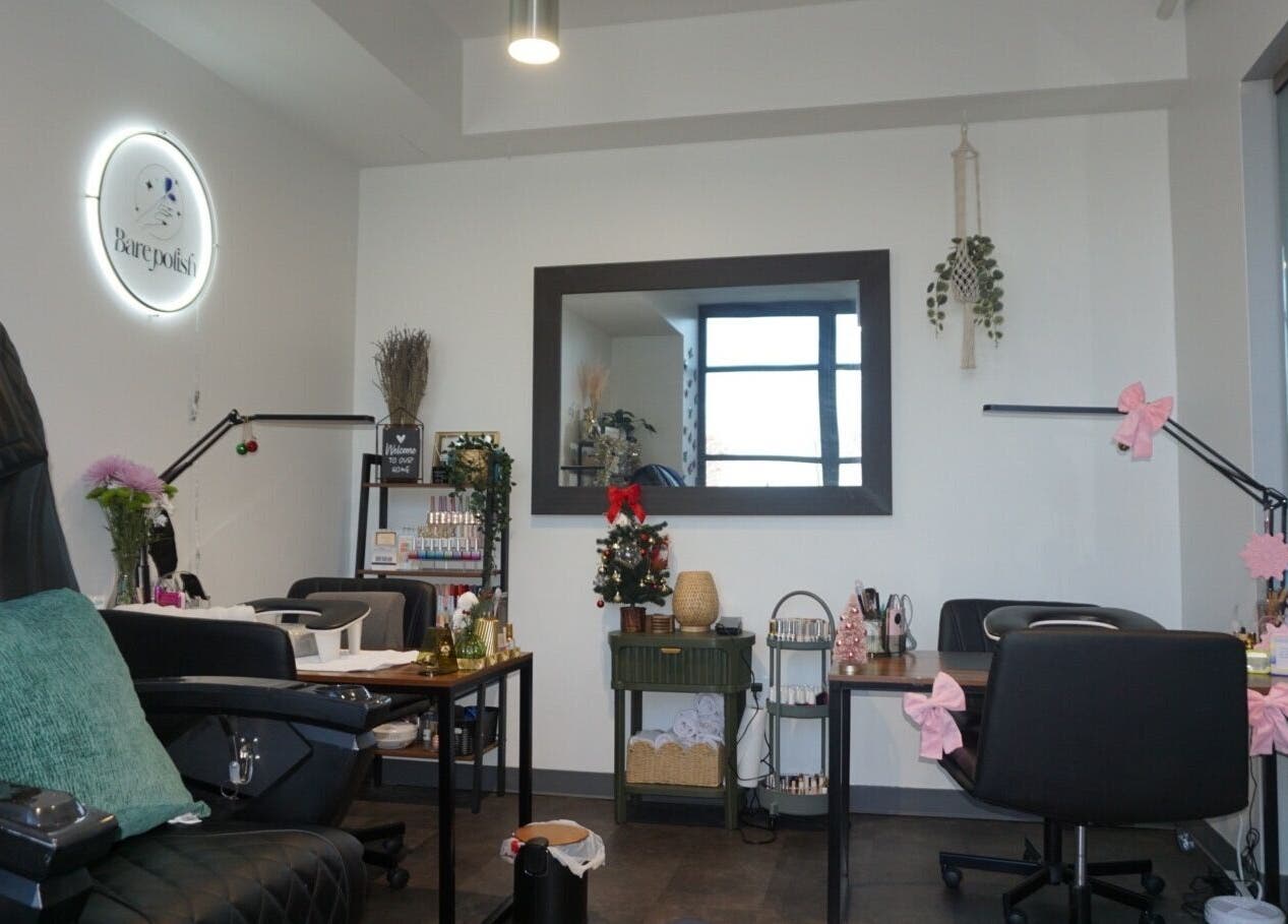 Elegant Barepolish nail salon in Sterling, Virginia with cozy decor and inviting ambiance.