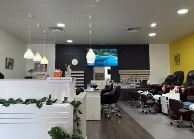 Interior of Diamond Nails & Beauty, Mount Barker, South Australia. Elegant pedicure stations and modern decor.