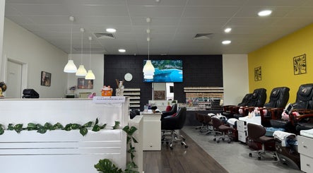 Interior of Diamond Nails & Beauty, Mount Barker, South Australia. Elegant pedicure stations and modern decor.