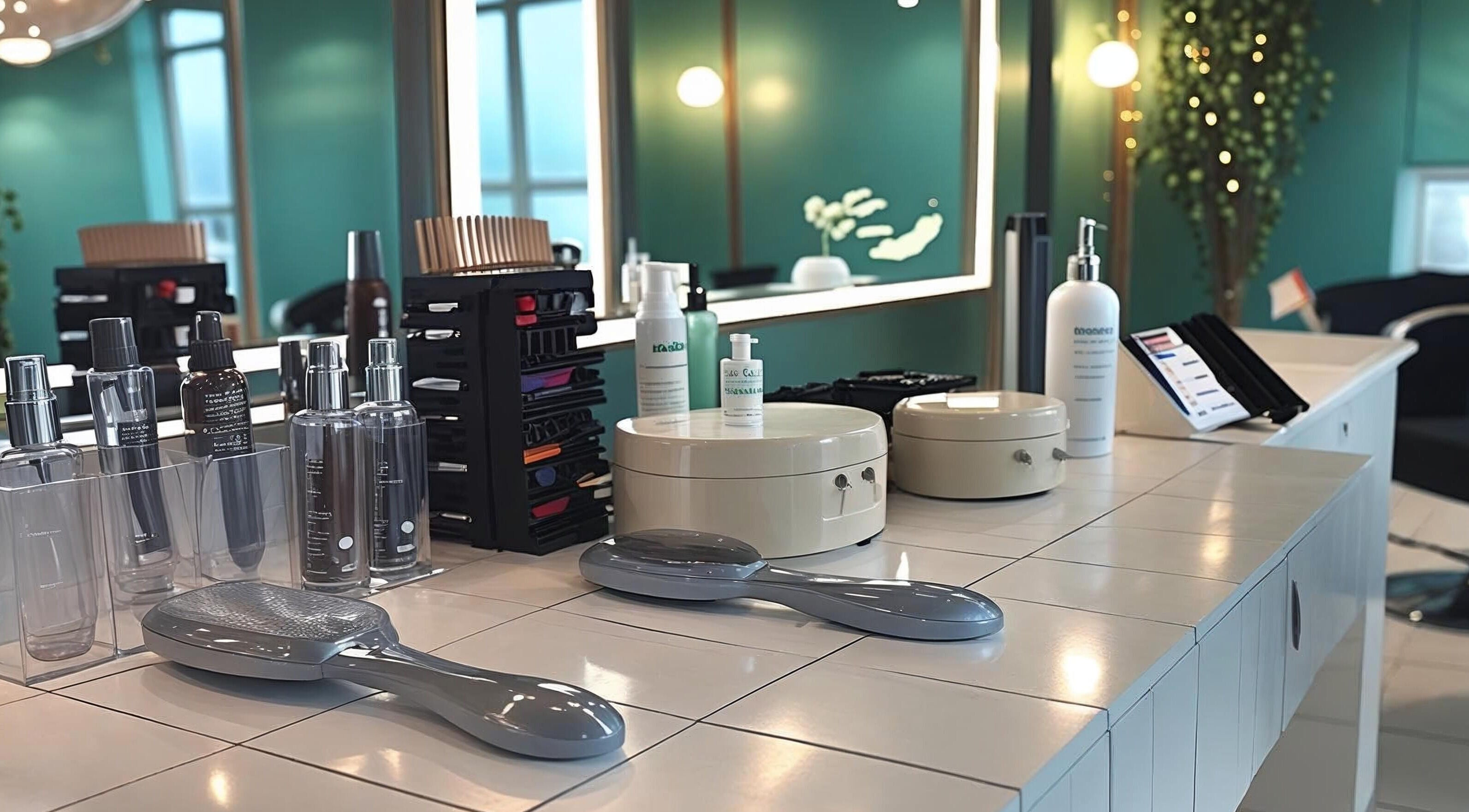 Estilo reluciente en Bonita & Consciente, San Salvador, San Salvador, SV. Productos de belleza en mostrador blanco.