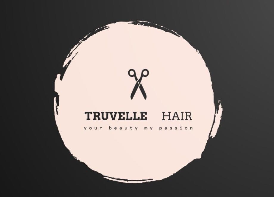Truvelle Hair logo featuring scissors at Edensor Park, New South Wales, AU, highlighting beauty passion.