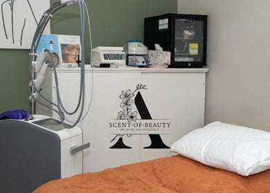 Treatment room at A Scent of Beauty, Woodcroft, South Australia, AU with modern equipment.
