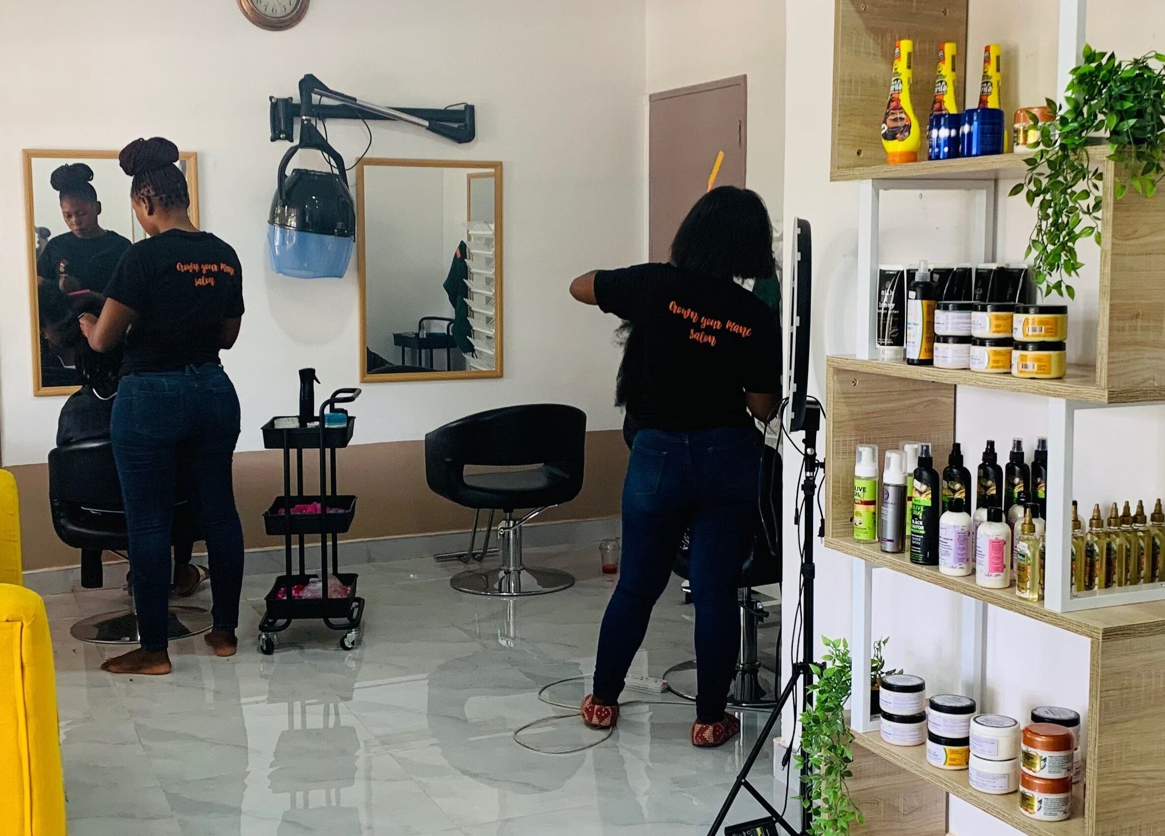 Crown Your Mane salon in Lusaka offers modern styling with professional care and products.