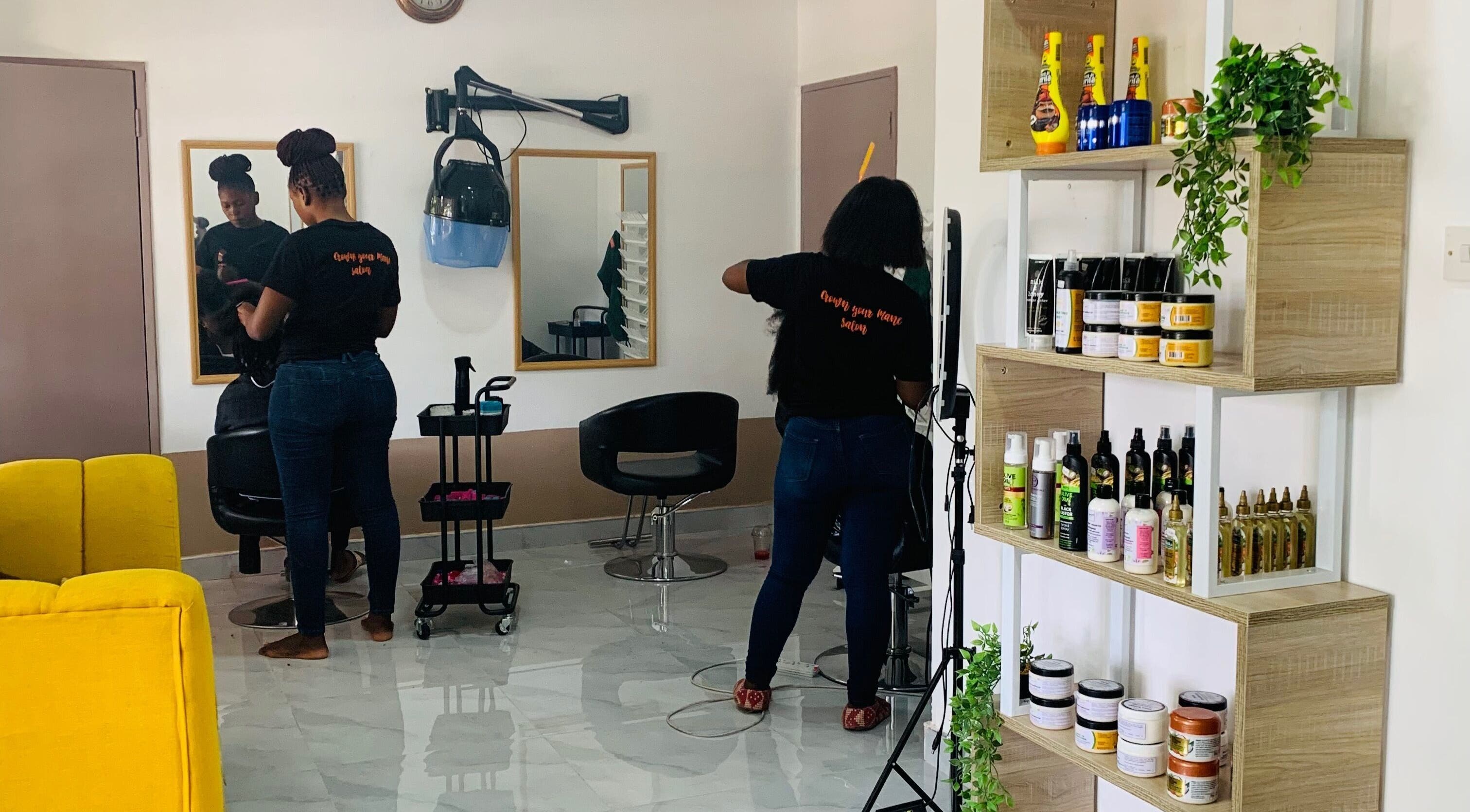 Crown Your Mane salon in Lusaka offers modern styling with professional care and products.
