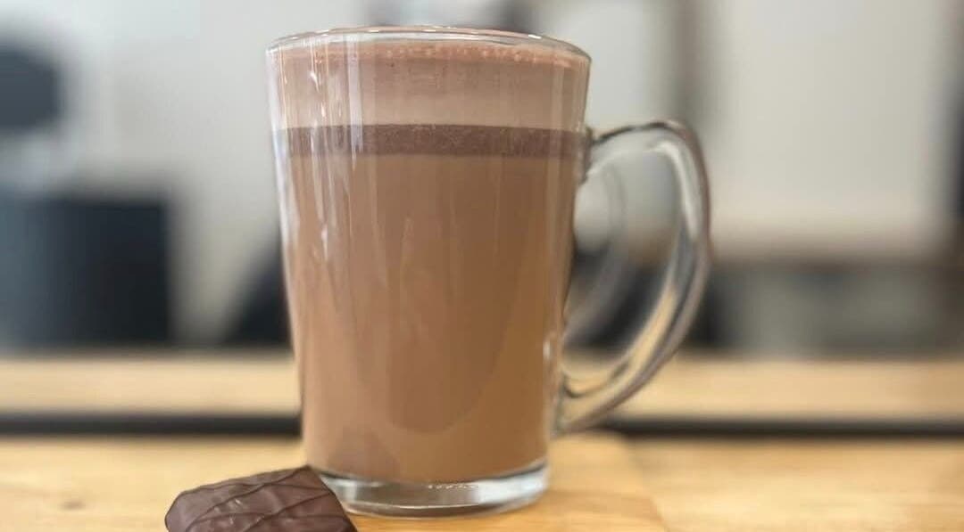 Cup of hot mocha with chocolate at Capelli, Edinburgh, Scotland, GB.