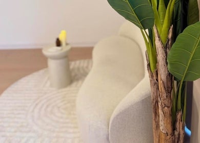 Moderni dnevni boravak u NOELLI SPA, Zagreb, Grad Zagreb, HR s udobnom sofom i egzotičnim biljkama.
