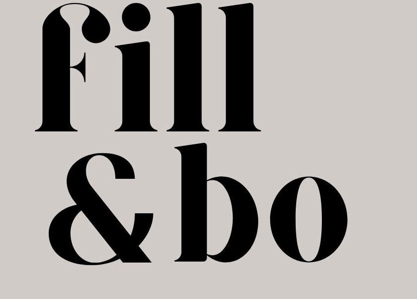 Fill&bo venue logo in Bournemouth, England, GB featuring stylish black font on neutral background.