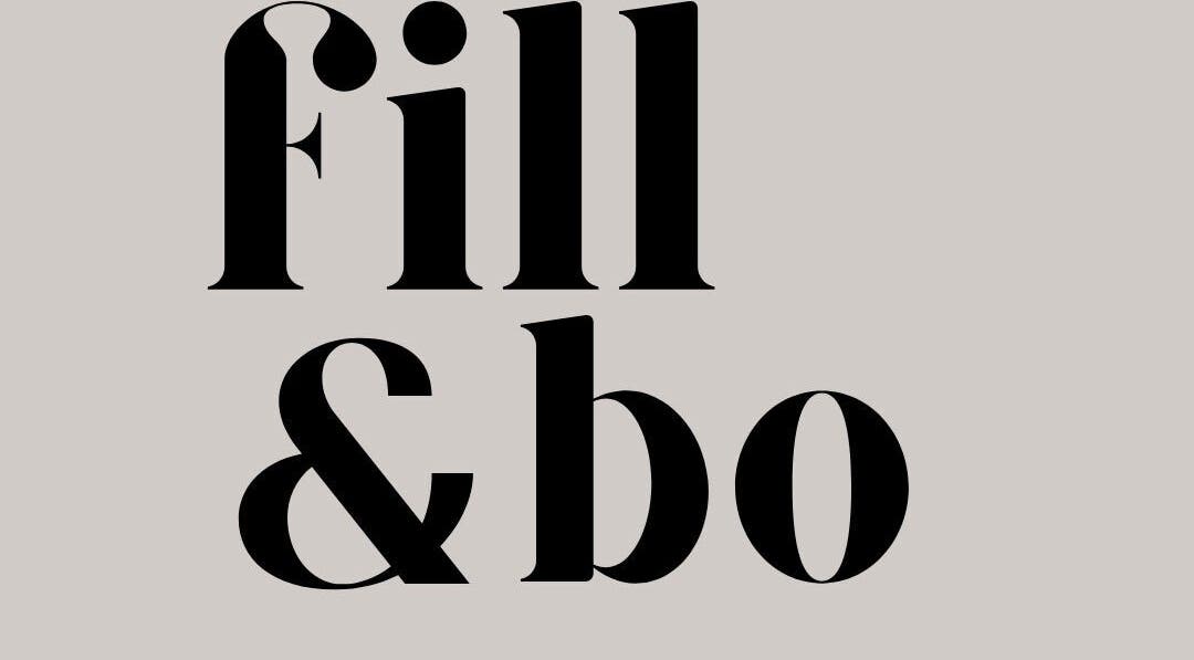 Fill&bo venue logo in Bournemouth, England, GB featuring stylish black font on neutral background.