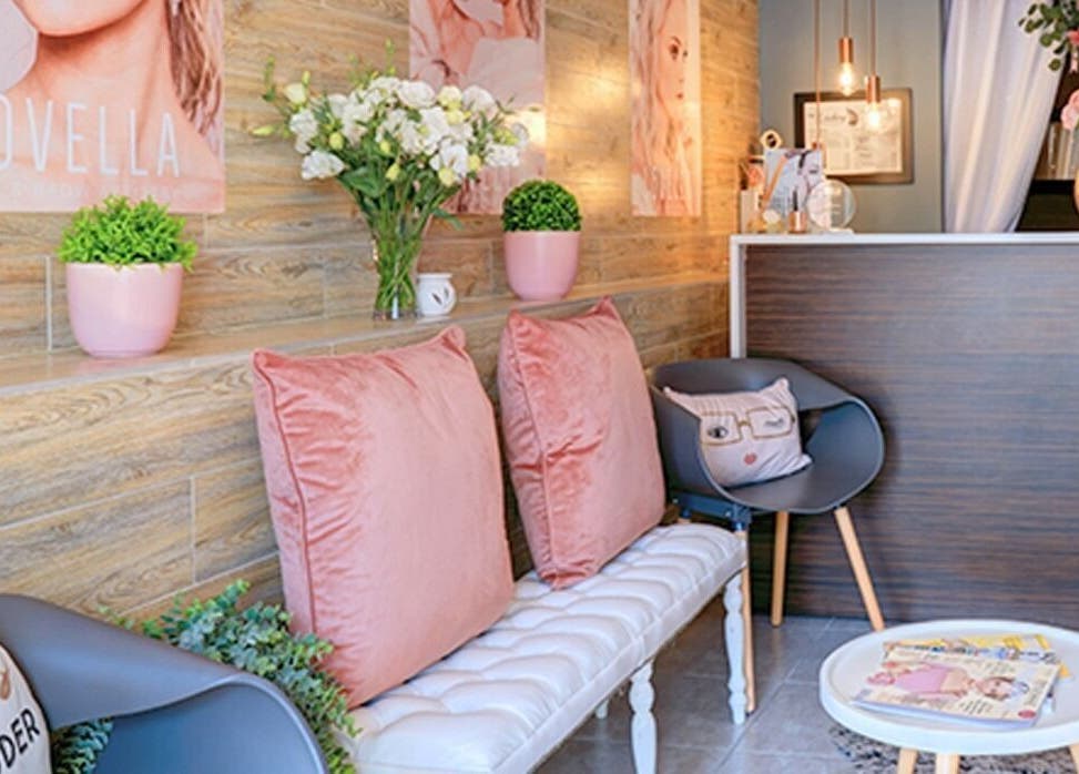 Inviting seating area at The Lashery George, George, Western Cape, ZA with plush cushions and decor.