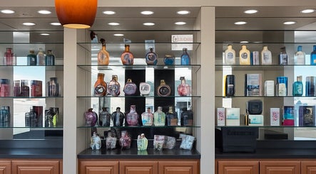Elegant display of tanning products at Sun Of A Beach Tanning, Taylor, Michigan, US.