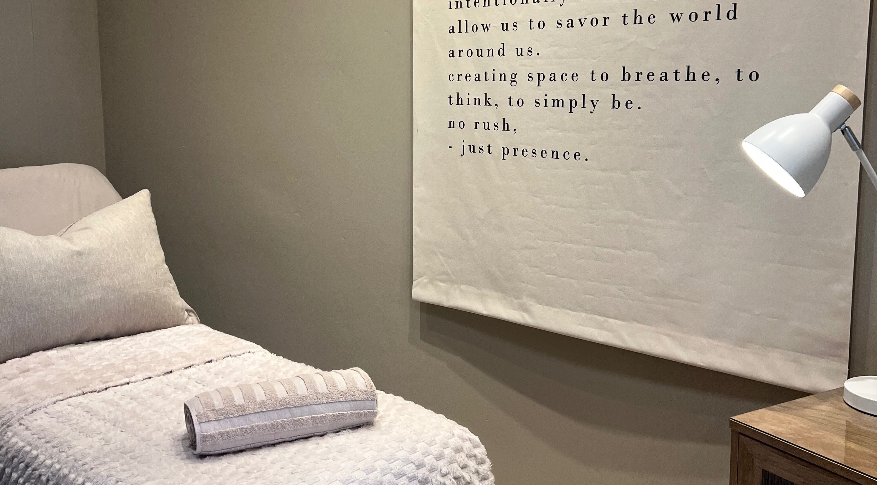 Relaxing treatment room at Yutori Skn Co, Durban North, Kwazulu-natal, ZA, featuring cozy bedding and soothing decor.