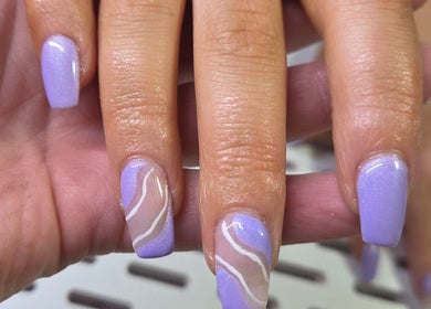Lavender and beige nail art by Beauty By Aine, Athlone, County Roscommon, IE.