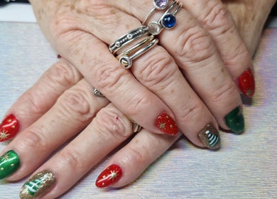 Festive nail art at Beauty By Aine, Athlone, County Roscommon, IE showcases creative holiday designs.