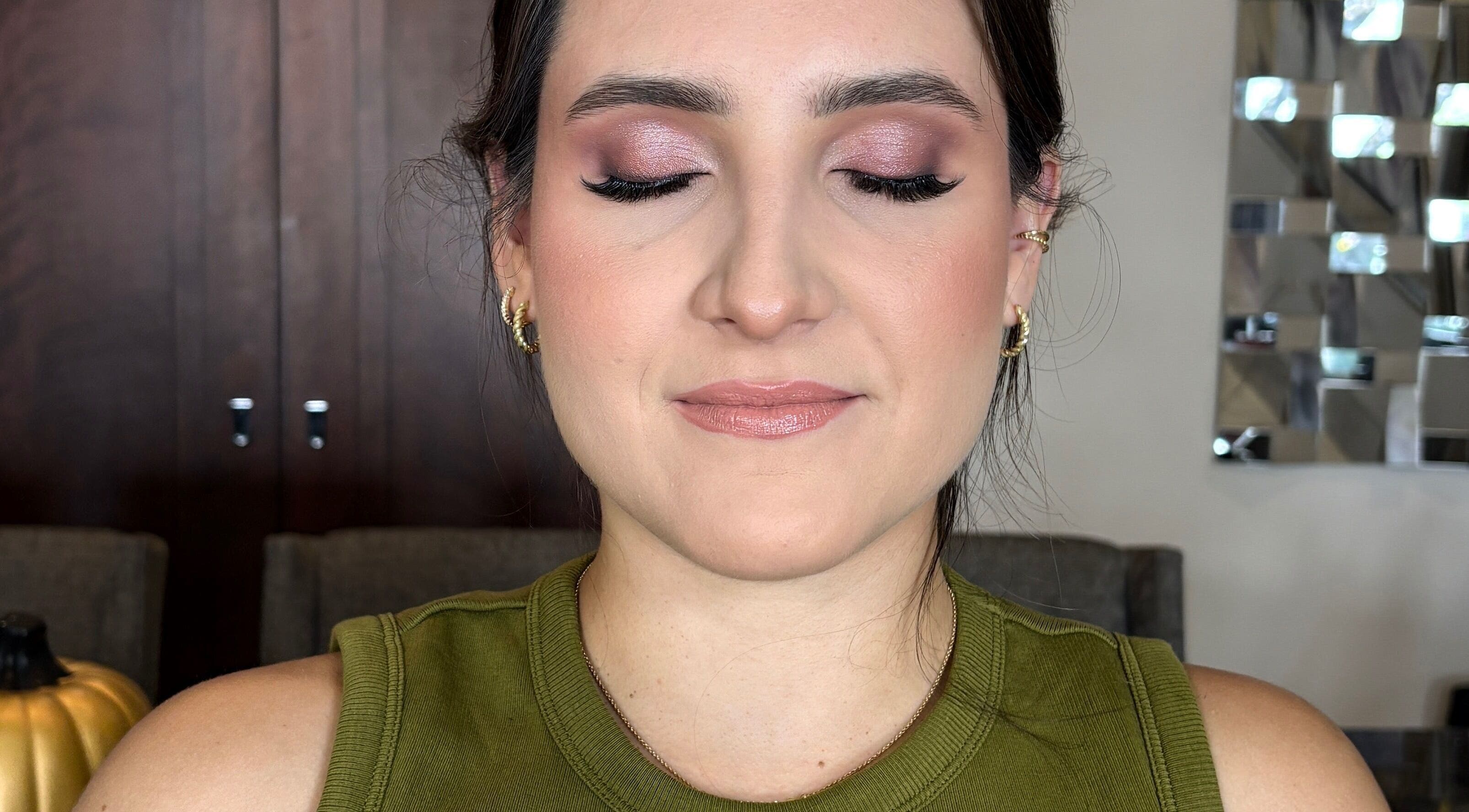 Elegant makeup look by Makeup by IVG in San Antonio, Texas, US showcasing soft pink eyeshadow and flawless skin.