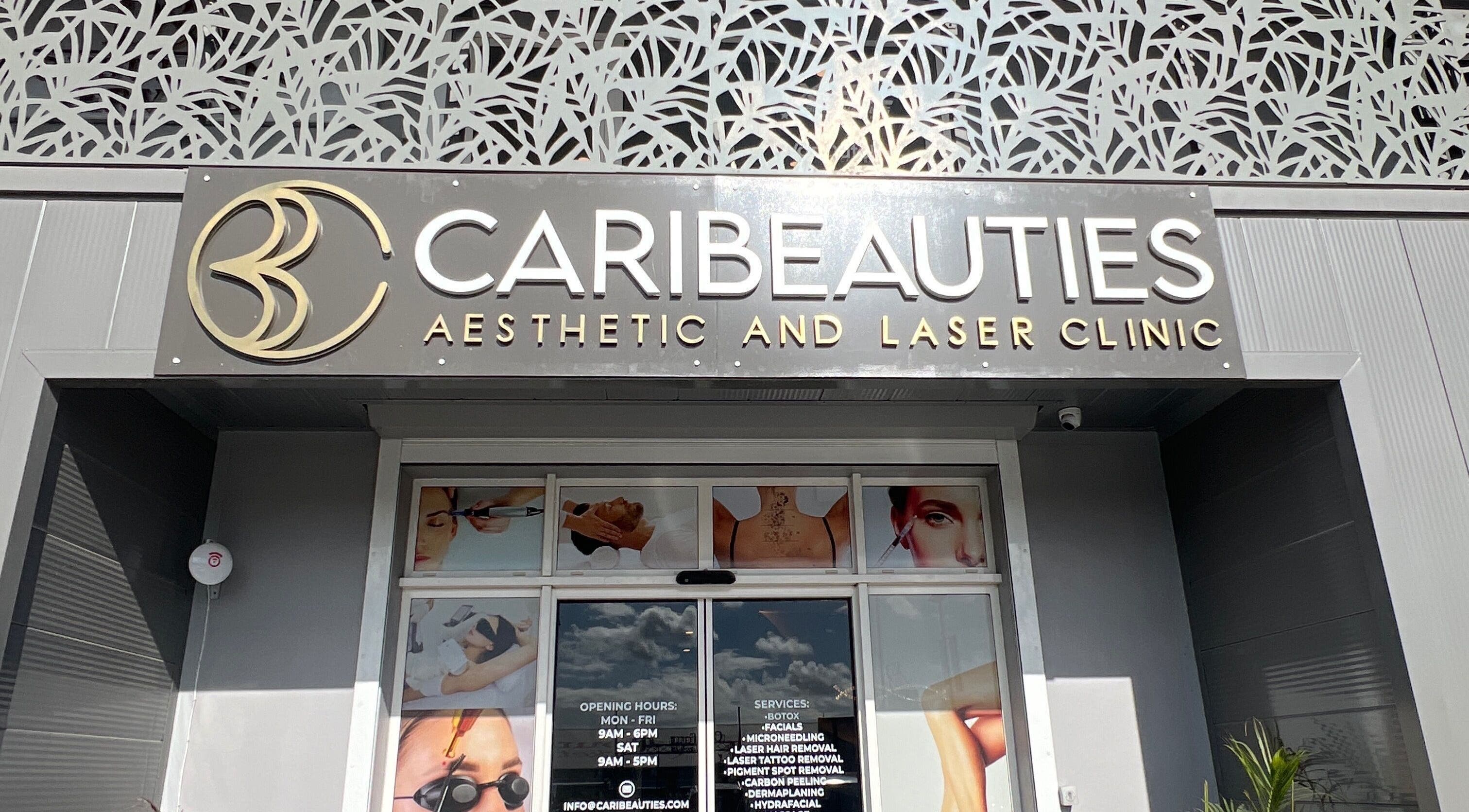 Entrance of Sora beauty clinic at Cole Bay, SX featuring modern design and aesthetic care services.