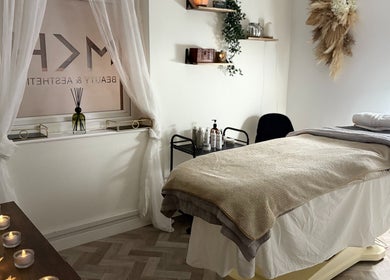 Calm treatment room at Beauty by Lauren, Hair Aesthetic Club, Dudley, England, GB, offering a relaxing atmosphere.