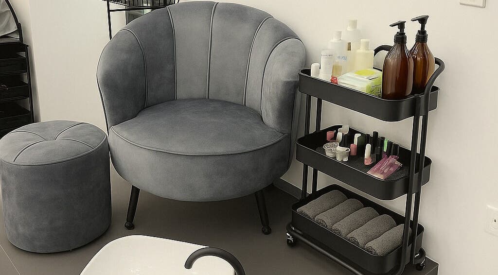 Elegant seating at Royalty’s Salon in Lagos, Lagos, NG, showcasing premium beauty products.