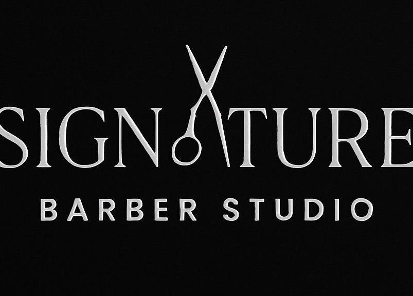 Signature barber studio logo showcasing sleek design in Fraserburgh, Scotland, GB.