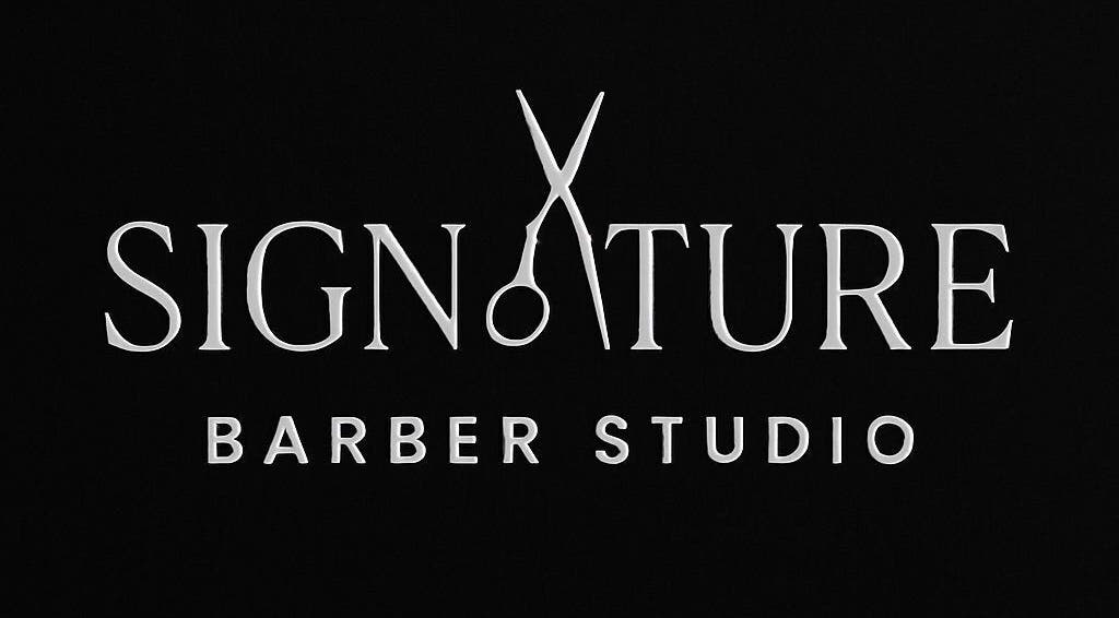 Signature barber studio logo showcasing sleek design in Fraserburgh, Scotland, GB.