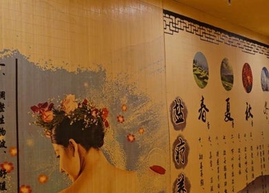 AiRelax Spa的艺术墙展示自然元素，位于新西兰奥克兰。