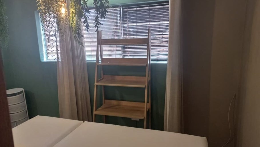 Calming interior at Radiant Grace Wellness & Beauty Bar, Mossel Bay, Western Cape, ZA.