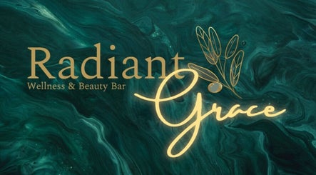 Radiant Grace Wellness & Beauty Bar logo, elegant gold on green, Mossel Bay, Western Cape, ZA.