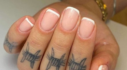 French manicure at Blush Beauty And Nails in Bathgate, Scotland, GB, showcasing delicate nail art.