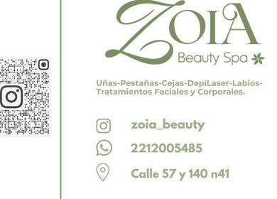 Información de contacto de Zoia Beauty, San Carlos, Provincia De Buenos Aires, AR con QR para Instagram.