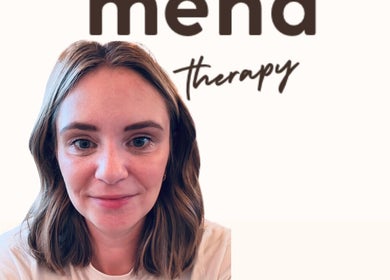 Portrait of a woman with 'The Mind Mend Therapy' logo in Wickham, England, GB.