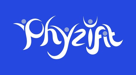 Phyzifit logo at The Exercise Lounge in Howberry Park, Wallingford, England, GB. Vibrant blue background.