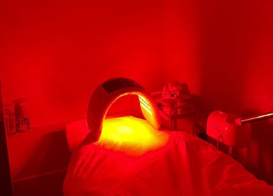 LED light therapy in a serene room at Skin By Olivia, Liverpool Merseyside, Liverpool, GB.