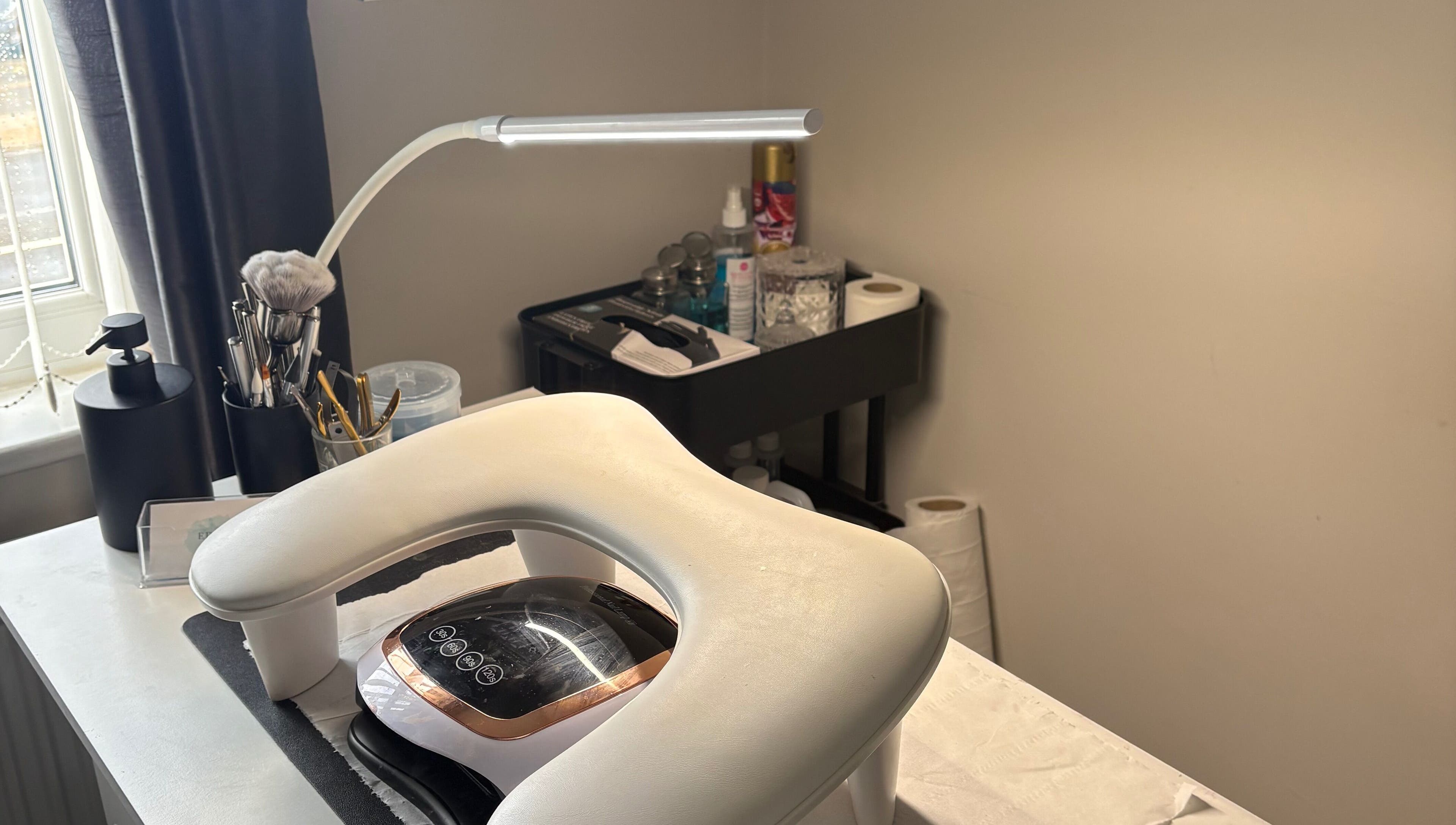 Nail care setup at EDM Beauty in Stockton-on-Tees, England, GB.