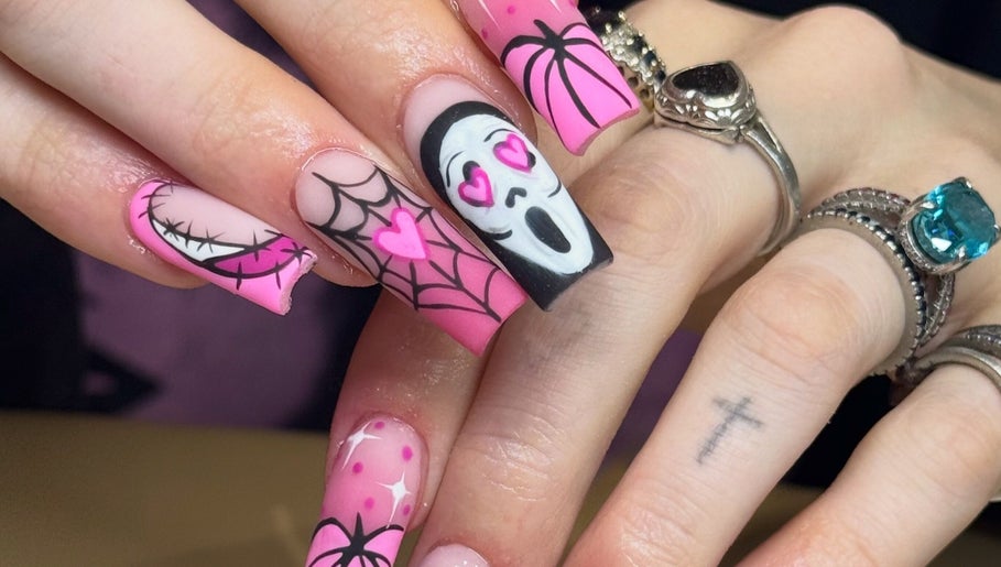 Creative Halloween nail art at Brows & Beauty By Chloe, St Austell, England, GB.