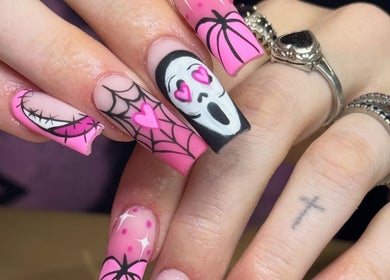 Creative Halloween nail art at Brows & Beauty By Chloe, St Austell, England, GB.