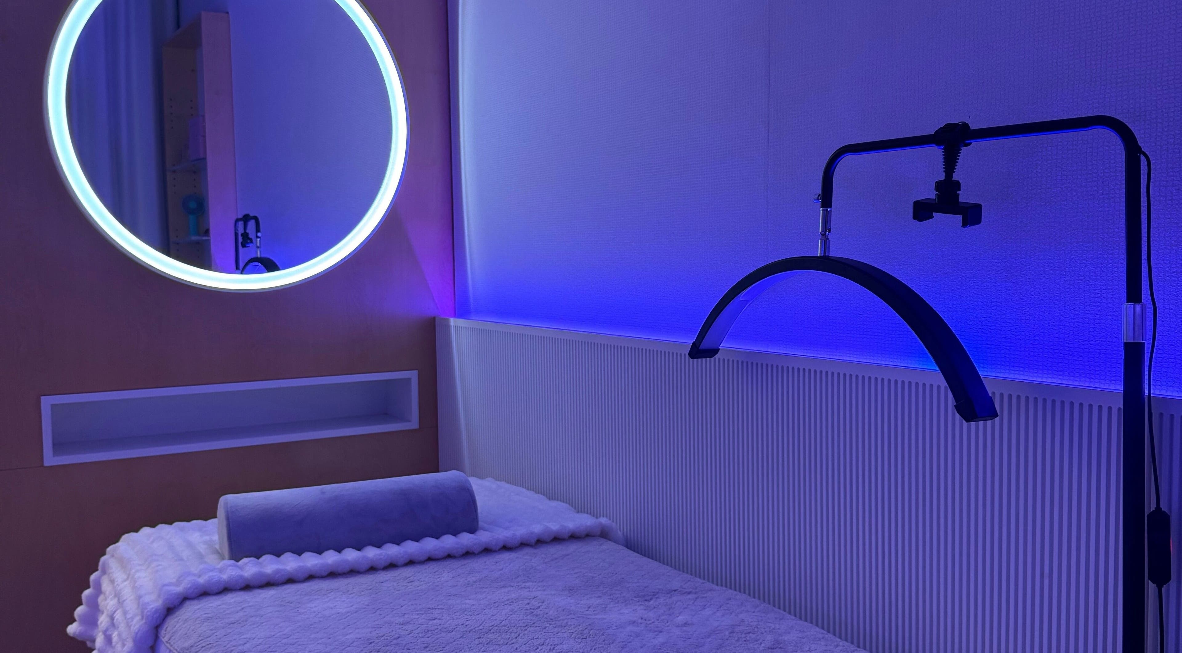 Tranquil treatment room with ambient lighting at Bondi Beauty Studio, Bondi Junction, New South Wales, AU.