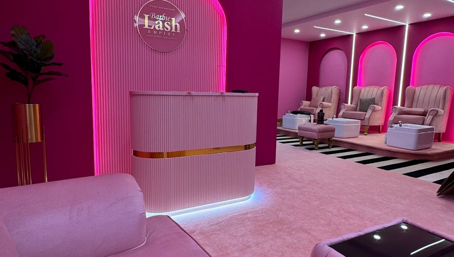 Elegant interior of Barbie Lash Empire in Kuala Lumpur, offering a luxurious beauty experience.