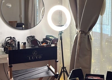 Makeup studio at Shaded Artistry in Mandurah, Western Australia, AU, showcasing professional beauty setup.