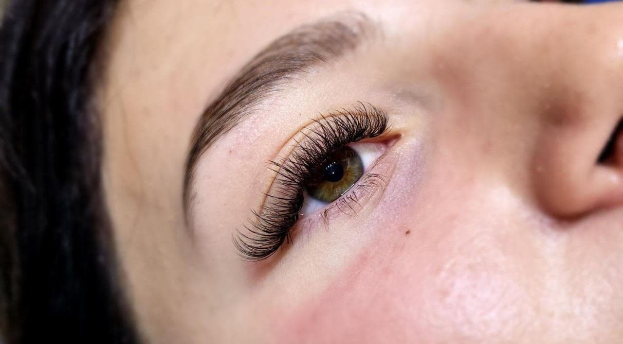 Close-up of eyelash extensions at Glow Up Studio, Pretoria, Gauteng, ZA showcasing intricate lash detail.