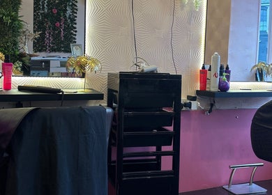 Stylish hairdressing station at Dream Hair&Beauty by Rachel in Spilsby, England, GB.