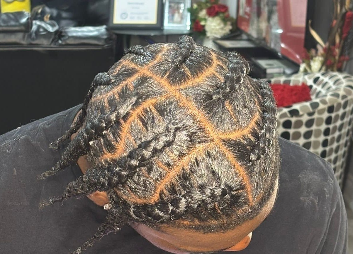Intricately braided hairstyle at Hair By Nhia, Brampton, Ontario, CA, showcasing expert styling.