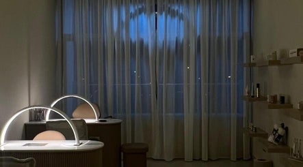 Elegant nail stations at The Glossary, Hawally, Hawalli Governorate, KW, echoing tranquility and sophistication.