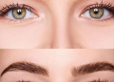 Eyebrow transformation at Royal Beauty Parlour, Berserker, Queensland, AU. Before and after close-up.