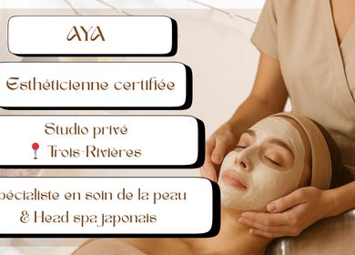 Relaxing facial treatment at Aya Glow Studio, Trois-Rivières, Québec, CA. Certified esthetician offers personalized care.
