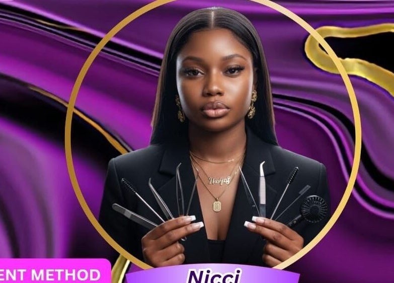 Professional offering lash services at Lashedbynicci, Mandeville, Manchester Parish, JM with elegant tools.