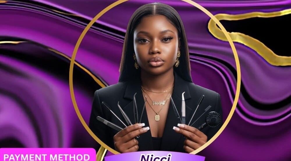 Professional offering lash services at Lashedbynicci, Mandeville, Manchester Parish, JM with elegant tools.