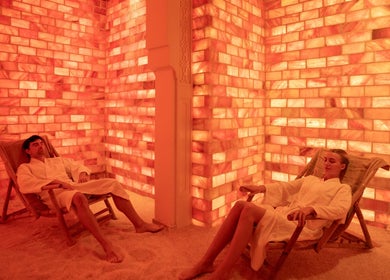 Relaxing in a salt therapy room at Naturelife Spa Al Mairid, Ras Al Khaimah, Dubai, AE.