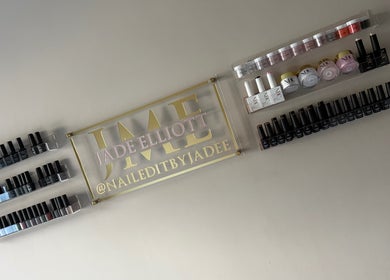 Elegant nail polish display at Naileditbyjadee, Barnoldswick, England, GB, showcasing a diverse color range.