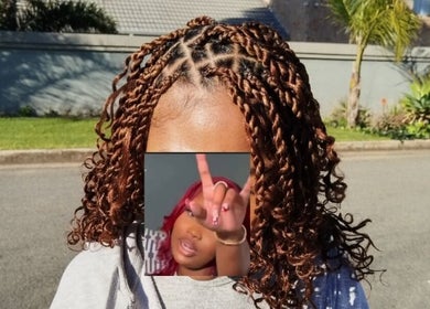 Close-up of stylish braided twists by TGT hair in Kempton Park, Gauteng, ZA.