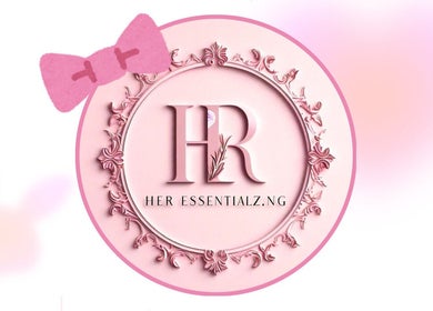 Elegant pink logo of Her_essentialz.ng in Lagos, Lagos, NG with floral detailing.