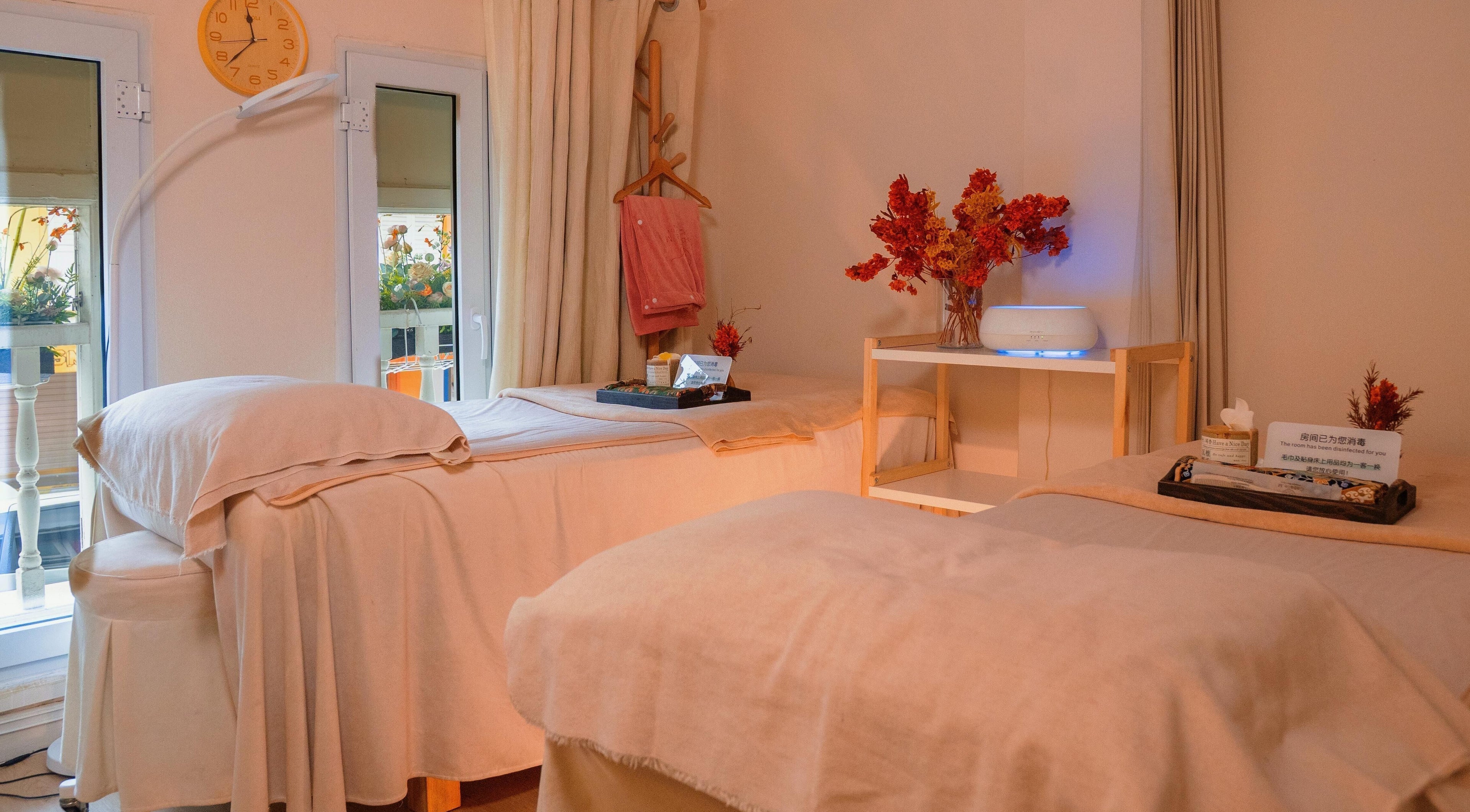 Relaxing spa treatment room at Caballe.M Organic Skin Spa - Bugis in Singapore, Singapore, SG with cozy beds.